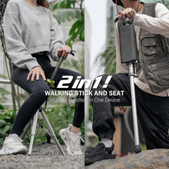 STEP2GOLD Ta-Da Chair, Portable Trekking Hiking Pole, Folding Walking Stick with
