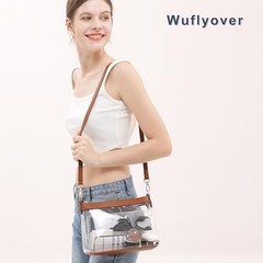 Clear Bag for Stadium Events, Clear Purse for Women Brown