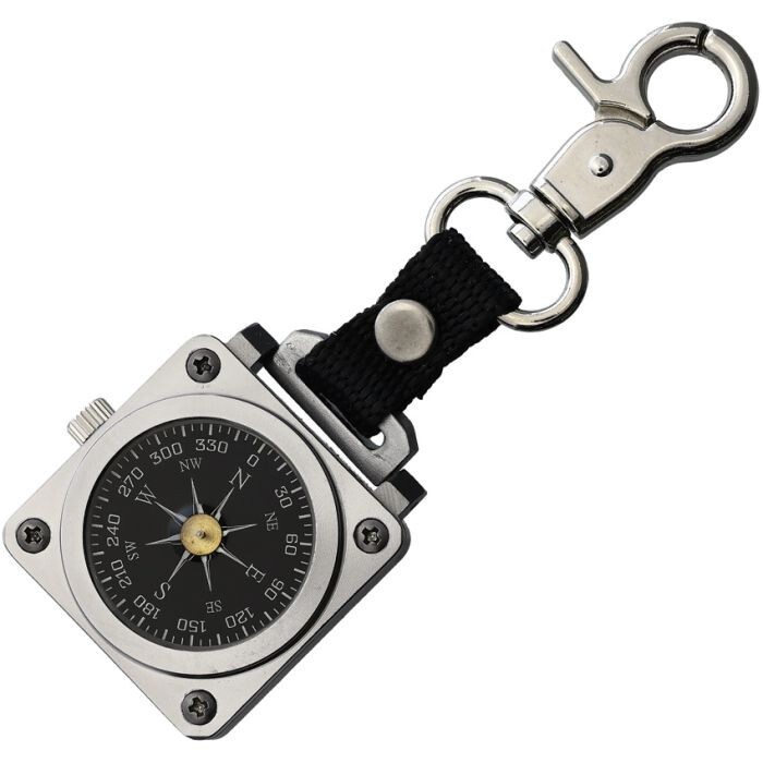 Marbles Survival Compass With Attachment Clip Stainless-Steel Case 4″ Overall