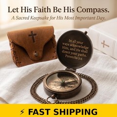 SFdizayn Brass Pocket Compass – Baptism & Confirmation Gift