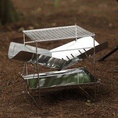 Stainless Steel Outdoor Grill with Detachable Mesh Bowl for Portable Camping
