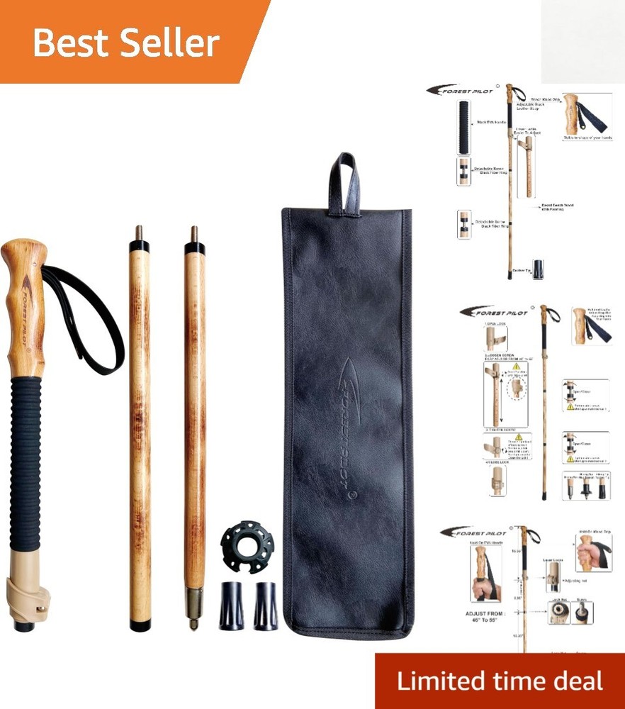 Adjustable Beech Wood Trekking Poles – 55-inch Height with Quick Lock Flip