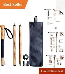 Adjustable Beech Wood Trekking Poles – 55-inch Height with Quick Lock Flip