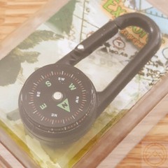 Explorer Compass / Thermometer In One With Integrated Carabiner Black Casing