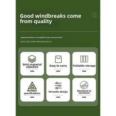 10-Piece Windproof Board for Outdoor Cooking Foldable Iron Windshield Black