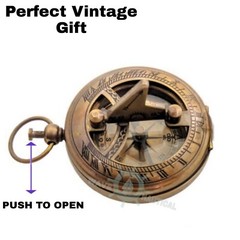 Brass Sundial Compass Vintage Pocket Style Nautical Antique Gift