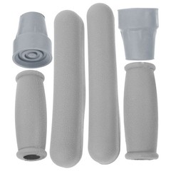 1 Set Reusable Grey Crutch Kit Soft Tpr Rubber Anti Slip Hand Grip for DIY Use