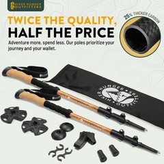 Hiker Hunger Carbon Fiber Trekking Poles | Collapsible Walking Sticks for Tr…