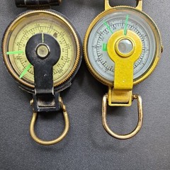 Pair (2) Vintage Engineer Directional Compass Compasses Gold Color & Black Japan