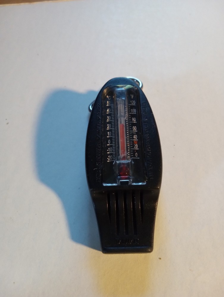 pre-owned multifunction key chain 4-1. compass. magnifier. whistle , thermometer