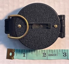 Vintage Compass Engineer Directional Black Textured Case & Brass Accents