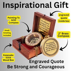 Inspirational Gift Compass – God My Lord Guide Me – Uplifting 2 inch, Brass