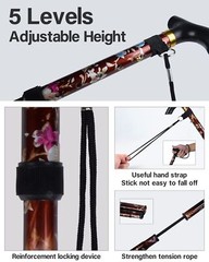 Folding Walking Sticks Aluminum Colorful Floral Walking Stick Folding Le…
