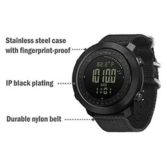 Mens Outdoor Sport Tactical Survival Watches Hiking Digital Wrist Watch black