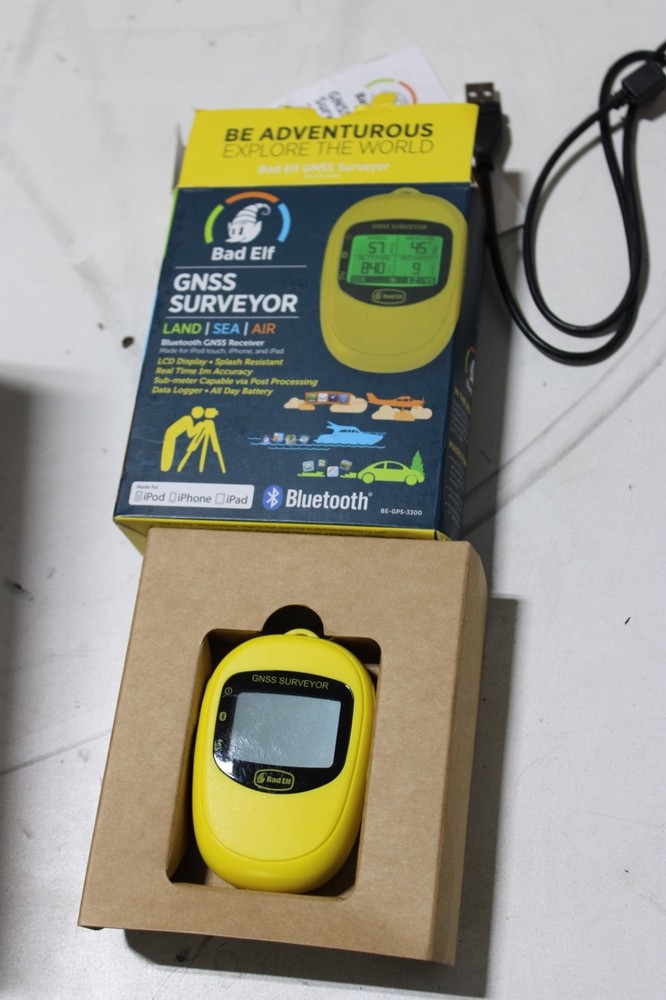 Bad Elf GNSS Surveyor Bluetooth GPS Receiver LCD Yellow