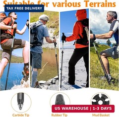 Travel Folding Trekking Hiking Pole with Carrying Case,Collapsible Cane Adjustab