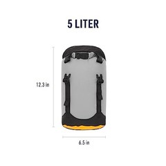 Sea to Summit eVac Compression Dry Bag, Waterproof HIghRise Grey 5 Liter