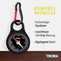 Troika Wegweiser, Item COS10/BK Pocket Compass with Carabiner Black