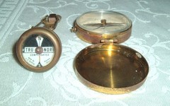2 Vtg Brass Compasses Tru Nord Budlong & German w/ Lid