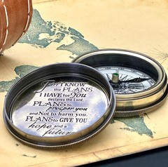 Jeremiah 2911 Engraved Brass Compass Leather Case Christian Baptism Gift