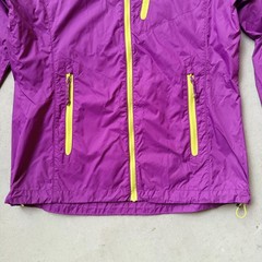 Columbia Lightweight Purple Hiking Windbreaker Jacket with Yellow Zippers