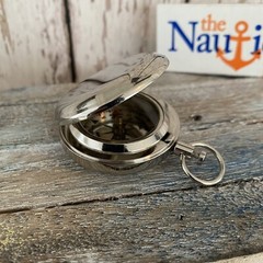 Silver Finish Brass Push Button Compass – Pocket Style – Nautical Navigation