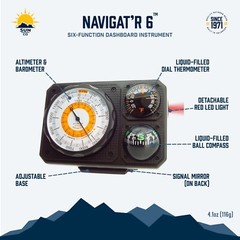 Sun Company Navigat’r 6 – Six-Function Dashboard Instrument for Car and Truck