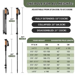 Carbon Fiber Trekking Poles – Lightweight Collapsible Hiking 3K Black