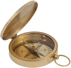 Antique Brass Nickel 2-Inch Magnetic Nautical Compass with Top Loop (Set of 5)