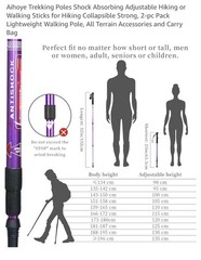 Aihoye Shock Absorbing Trekking Poles 2pack Purple