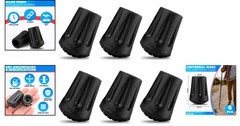 6 Pcs Black Rubber Hiking Pole Tips – Durable Replacement for Safety & Stability
