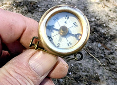Vintage Marbles Compass, White Face Gladstone MI. Pin Back Brass, Hunting Hiking