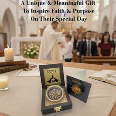 Lord’s Path Compass – 2.3″ Inch Diameter, 0.55″ Thick, Shiny Gold