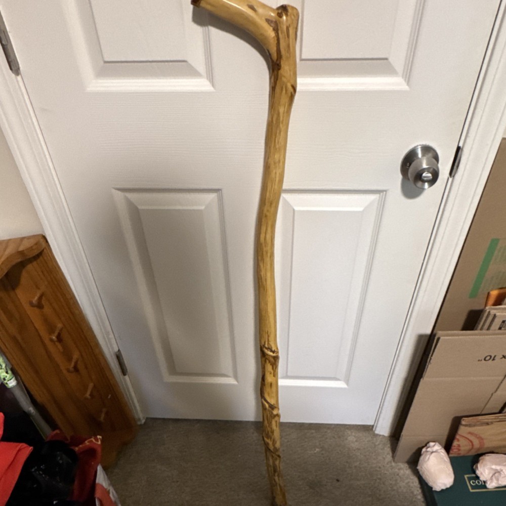 Handcrafted 45” TallWooden Walking Stick Hiking Cane Brown for Dirt Gravel