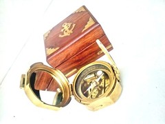 Brass Brunton Compass with wood box nautical magnetic compasses gift maritime