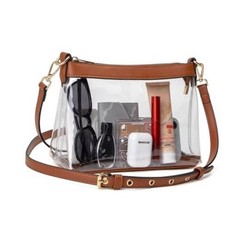 Clear Bag for Stadium Events, Clear Purse for Women Brown