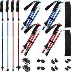 Lightweight Adjustable Aluminum Trekking Poles Set 4 Pcs