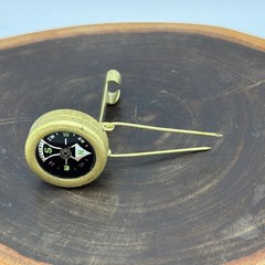 Brass Compass Belt Pin Style Vintage 2-1/2” Camping Hiking Outdoor Survival Tool