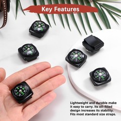 20mm Slip-On Wrist Compass [5PCS] Shell Hard – Liquid Filled Compass – [Black]