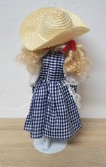 Porcelain Doll 40cm Collector Doll with Hat Dress Complete Vintage Decor