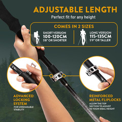 Premium Foldable Hiking Poles by USA Brand – Adjustable, Lightweight Trekking Po