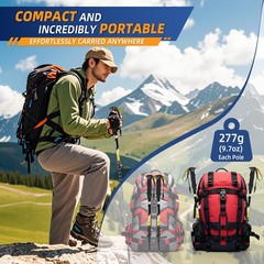 Lightweight Collapsible Trekking Poles for Hiking – 2 Pack 23″, Yellow