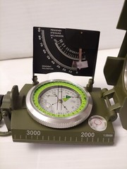 Vintage Military Transit Compass With Original Carrying Case. Color Olive Drab