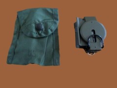 U.S MILITARY STYLE METAL COMPASS LIQUID FILLED SLIDE RULER WITH NYLON OD POUCH