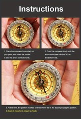 Waterproof Luminous Outdoor Compass Brass Pocket Size Fits Camping & Hiking US