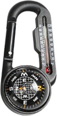Carabiner Compass W/ Thermometer 4 x 3.5 inches Black Handheld Navigation Tool