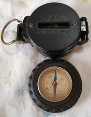 Engineer Lensatic Compass Black Plastic Navigator Boy Scout Trail Tool + Tire