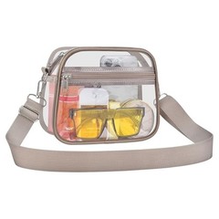 Clear Bag for Stadium Events Clear Sports Fan Handbags Purses with Large Khaki