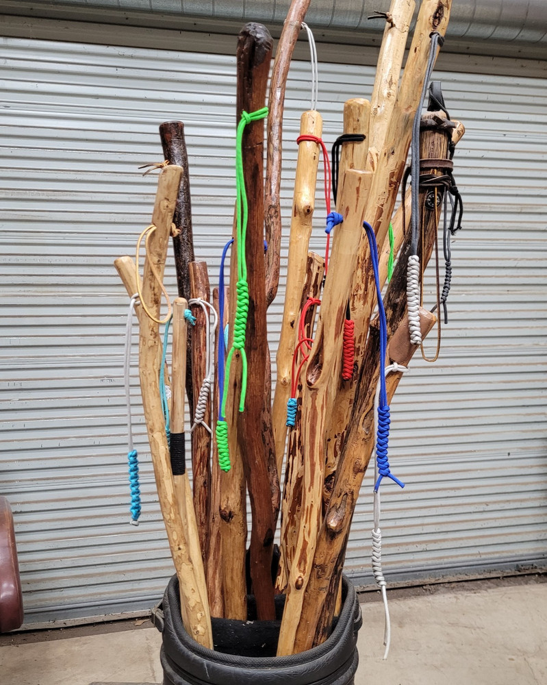 CUSTOM CEDAR STICKS TREK HIKE CAMP PARACORD OR LEATHER WRAP OR LANYARD+COMPASS