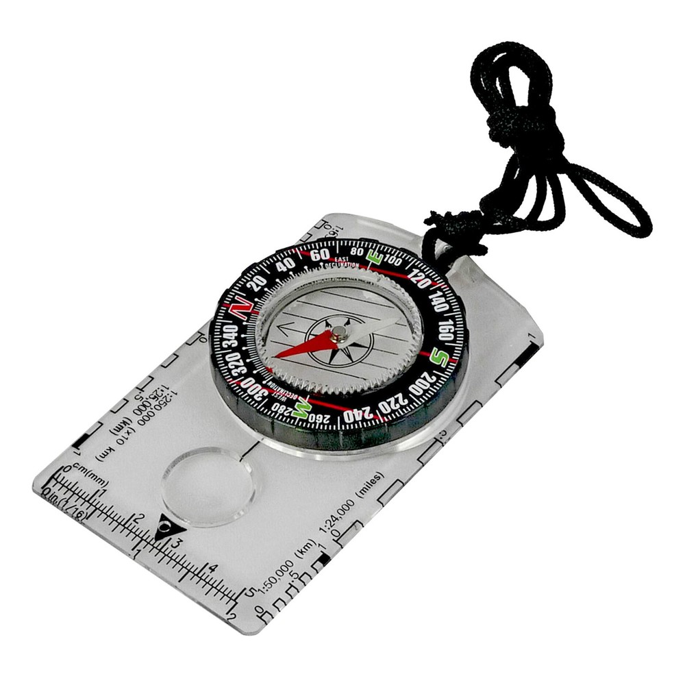 Liquid Filled Compass – Map Compass – Boxed W/Lanyard – Glass + Scale